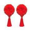Chinese Hair Accessories | Tassel Hair Clip | 2-Piece Set with Fluffy Ball - Perfect for Christmas | Long Red Tassels - Hair Ball Tassel Girls Hair Clip | Chinese Hair Clip | For Festive Occasions