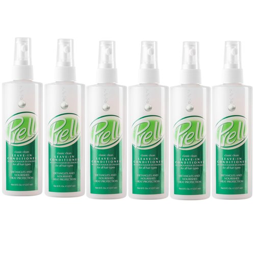 Prell Classic Clean Leave-in Conditioner, Detangles and Nourishes Heat Protection 8 fl. oz for All hair Types, 6 Pack