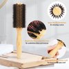 Vista Round Hair Brush with 10mm Boar Bristle 15mm Nylon Bristle Hairbrushes for Women Bamboo Hair Brush Styling with Tail Comb for Blow Drying, Shiny, Smooth, Long, Curly Hair