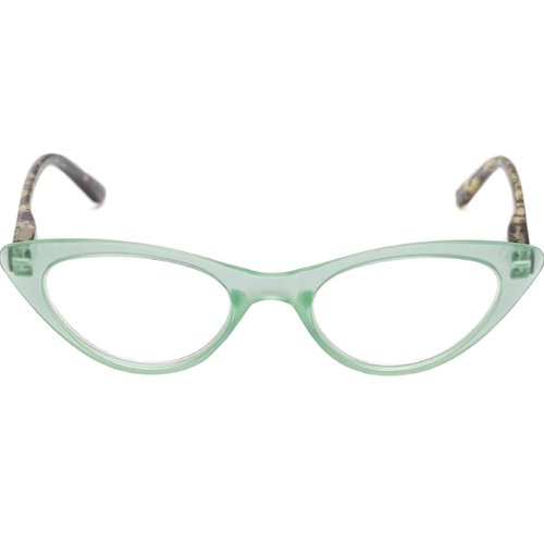 BBI The Cat's Meow Colorful Ladies Cat Eye Reading Glasses, Full Frame Readers, 1950s Vintage Reading Glasses for Women + 1.25 Teal Green (Microfiber Cleaning Carrying Pouch Included)
