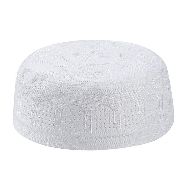 Men Muslim Prayer Kufi Hat Prayer Headwear Cap Islamic Beanie Skull Cap Embroidery Kofia Topi Sun Hat White