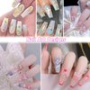 3D Color Tiny Blossom Flowers Nails Charms Kit, Color Butterfly Nail Acrylic Charms, Shiny Gold Multi Shapes Butterfly Flower Moon Star Cross Nail Art Charms DIY Jewel Accessories with Pickup Tool