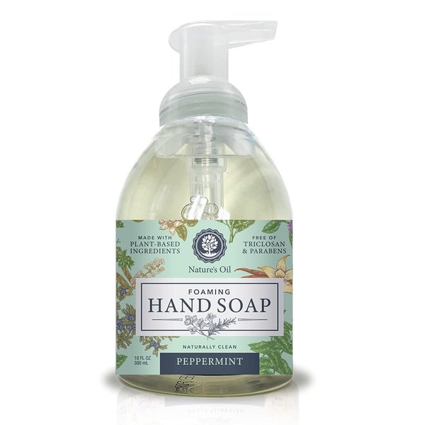 Nature's Oil Foaming Hand Soap, Peppermint, 10 Fluid Ounces (Single Unit)