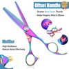 Double Sided Thinning Shears Double Teeth Shears Dual Blade Blending Texturizing Haircut Barber Thinning Scissor Professional for Stylist, Men, Women, Kids Rainbow 6" Dragon Creek Gift