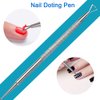 HIFAU 2PCS Premium Nail Design Tools, Professional Stainless Steel Cuticle Pusher, Nail Scraper, Nail Dotting Pen(Diameter 0.07inchs) and Triangle Gel Nail Polish Removal Tool for Women