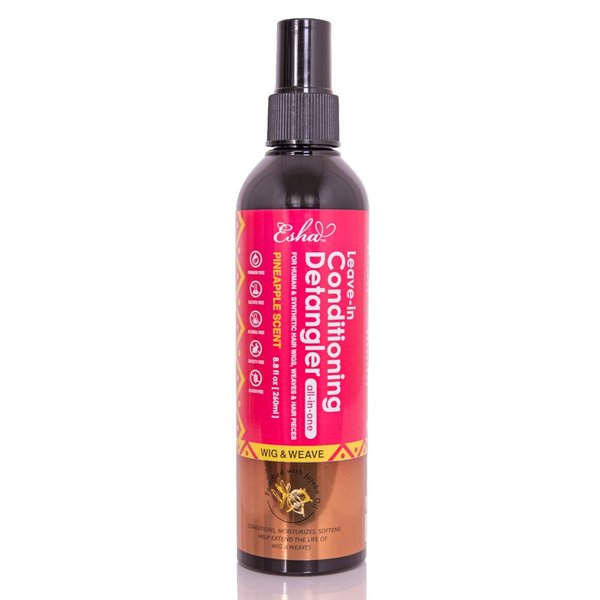 ESHA Girl – Wig & Weave Leave-in Conditioner & Detangler – For Human & Synthetic Hair, Wigs, Weaves, Hair Pieces – Fortified with Jojoba Oil – Moisturize, Soften – Pineapple Scent (4 Oz.)