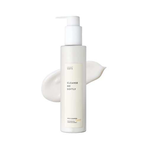 Sioris Cleanse me softly milk cleanser, Citrus scent, Vegan, Daily gentle skin cleanser, natural citrus 62.6% water, Macadamia seed oil, cleansing milk for dry and sensitive skin