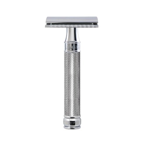 Edwin Jagger DE89KN14BL Reusable Classic Double Edge Safety Razor for Men (Knurled)