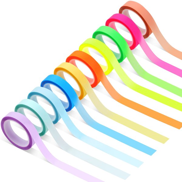 Utron 10 Rolls Colorful Highlighter Tape, 0.31" x 16.5 ft Highlighter Tape Removable, Transparent Highlighter Strips, Highlighter Tape for Books Teachers Students