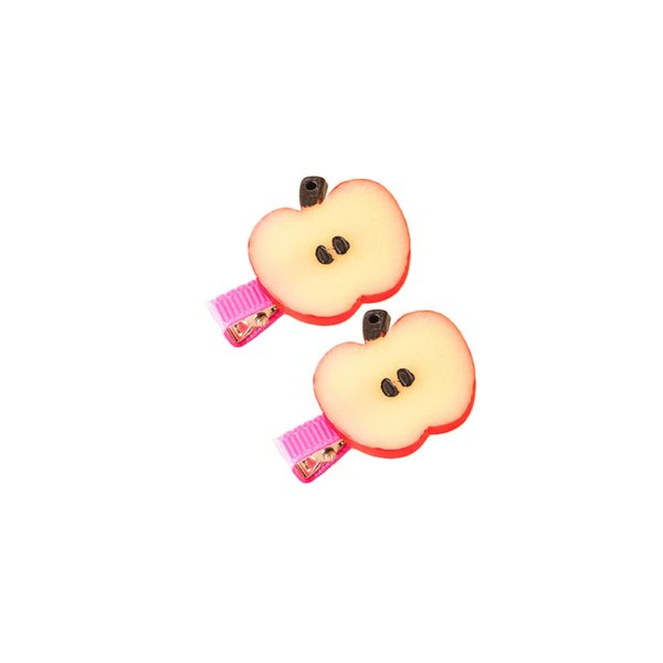 2PCS Red Apple Hair Clips for Women Girls Bangs Side Hairpins Funny Barrettes Duckbill Hair Accessories