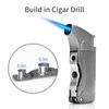 CIGARLOONG Cigar Cutter and Lighter Set, Sharp Blade Cutter Refillable Butane Lighter with Cigar Punch(Grey)