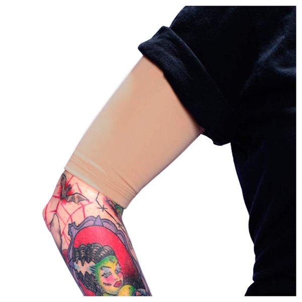 Tat2X Ink Armor Premium Half Arm Tattoo Cover Up Sleeve - No Slip Gripper - U.S. Made - Suntan - XL2X (single half arm sleeve)