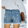 SANMM Jean Shorts for Women Casual Plus Size Stretch Denim Shorts High Waisted Ripped with Pocket(Light Blue,XL)