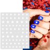 6 Sheets Red Blue White Star Nail Stickers, 3D Self-Adhesive Classic Star Nail Decals for Patriotic Women Nail Decoration