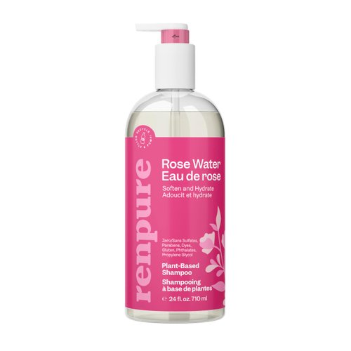 RENPURE Plant-Based Rose Hydrating Shampoo for Dry Hair - Sulfate-Free, Paraben-Free, Cruelty-Free & Color-Safe - Naturally Moisturizing & Refreshing for Women