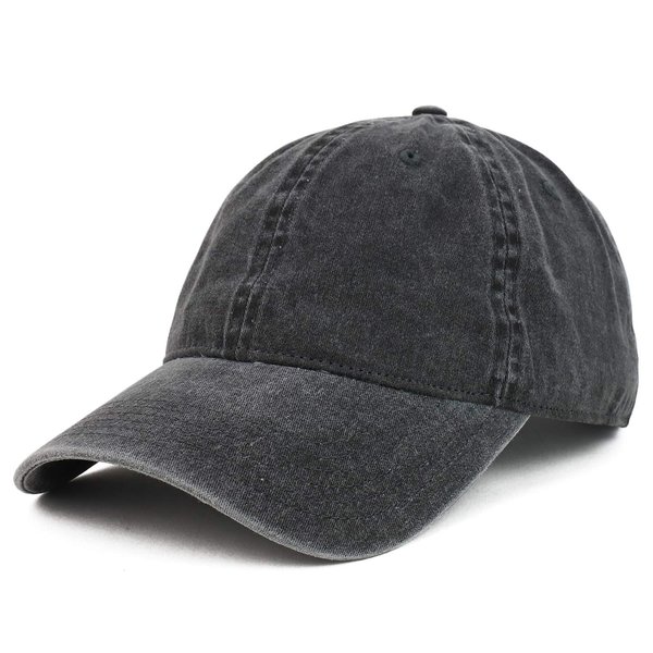 Armycrew XXL Oversize Big Washed Cotton Pigment Dyed Unstructured Baseball Cap - Black