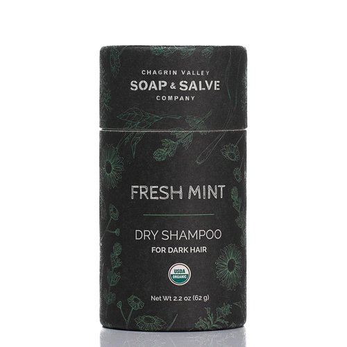 Chagrin Valley Soap & Salve Organic Natural Dry Shampoo Powder – for Dark Hair - Absorbs Oil, Adds Volume & Refreshes Hair Between Washes – Vegan – No Talc – Fresh Mint Dark Hair Dry Shampoo