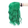 SWACC 15 Inch Short Curly Wavy Hair Wig Medium Length Synthetic Colorful Cosplay Daily Party Wig for Women with Wig Cap (St Patricks Green)