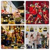 JULMELON Happy New Year Decorations 2025, 8 PCS New Years Honeycomb Centerpieces Table Decorations Black and Gold Table Toppers Decor for New Year Eve Party Supplies Favors