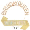 AOPRIE Birthday Queen Crown & Sash for Women Gold Birthday Tiara for Girls Birthday Queen Headband Princess Crown Rhinestone Happy Birthday Accessories