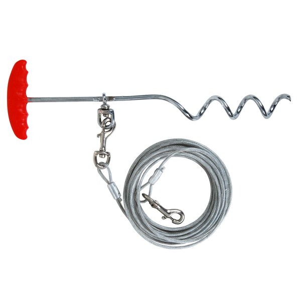 Cider Mills Precision Pet Products 8mm by 16-Inch Easyturn Stake with 15-Feet Tieout Cable, Red