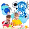 Soccer Balloons 8th Birthday Decorations for Boy, 40in Blue Number Balloons Birthday Party Decorations World Cup Soccer Sports Theme Party Supplies Soccer Birthday Party Decorations