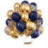 PartyWoo Navy Blue Gold Balloons, 40 pcs Latex Balloons, Navy Blue Balloons, Gold Confetti Balloons and Metallic Gold Balloons, Party Balloons for Navy Blue and Gold Wedding, Navy Gold Baby Shower
