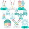 Poen 12 Pcs Apres Ski Party Decorations Skiing Themed Honeycomb Centerpieces Ski Table Decor Table Toppers Apres Ski Party Favors for Winter Skiing Skier Birthday Party Supplies