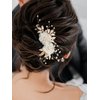 SWEETV Flower Bride Wedding Hair Comb Pins Pearl Bridal Hair Pieces Leaf bridal Hair Accessories Hair Clip Bride Side Combs Wedding Hair Accessories for Brides Women and Girls Party Prom Gift