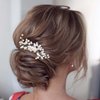 Foyte Pearl Bridal Hair Comb Crystal Bride Wedding Hair Combs Silver Rhinestone Hair Clip Bridesmaid Hair Accessories for Women