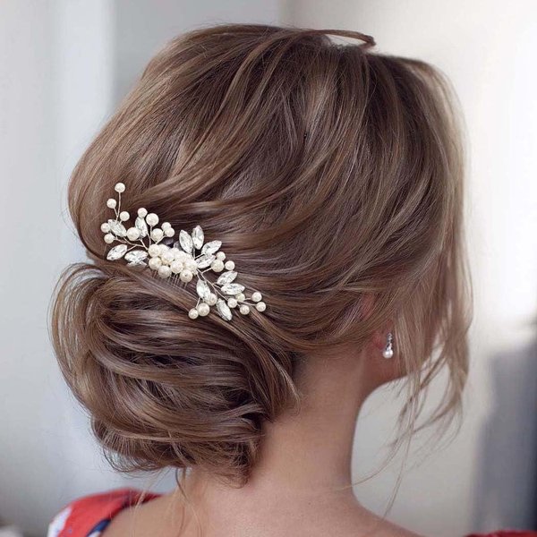 Foyte Pearl Bridal Hair Comb Crystal Bride Wedding Hair Combs Silver Rhinestone Hair Clip Bridesmaid Hair Accessories for Women