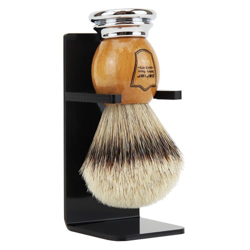 Parker Safety Razor 100% Silvertip Badger Bristle Shaving with Deluxe Olivewood & Chrome Handle - Brush Stand Included
