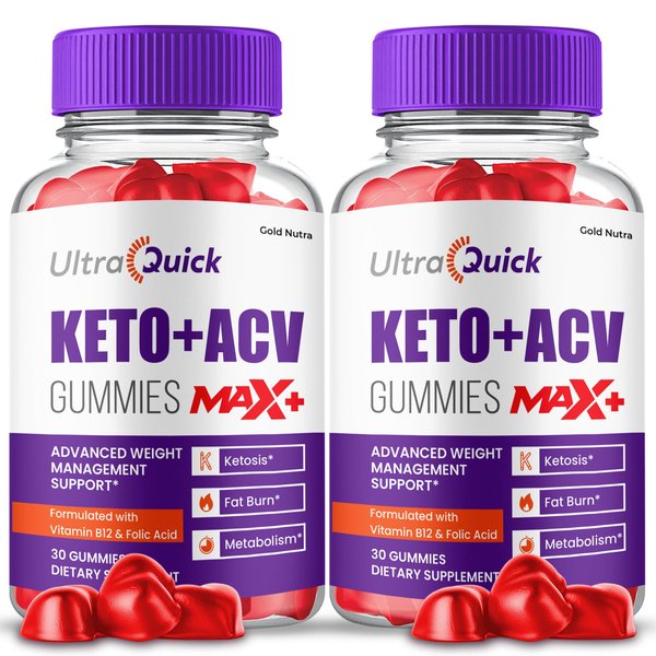 (2 Pack) UltraQuick Max+ ACV Gummies, Higher Potency, Official Ultra Quick Max+ Gummies, 2X Stronger Apple Cider Vinegar Gummy, 2 Month Supply