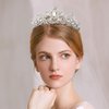 Woeoe Rhinestone Queen Tiara and Crown Silver Crystal Bride Wedding Crowns Bridal Women Crown Headband Princess Tiaras for Birthday Party Bridesmaids