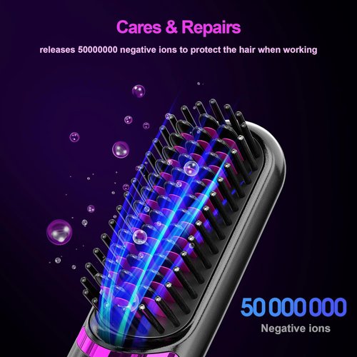 Mindrain Mini Cordless Hair Straightener Brush, Portable Straightening Brush, Only 230g, Lightweight to Carry Out, USB Rechargeable, Anti-Scald, Gifts for Women, lovers or friends. (Gray)