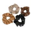 Big Hair Scrunchies for Women Girls 4 Pcs Soft Leather Scrunchies Ponytail Holders for Thick Hair Rubber Bands for Womens Elastic Hair Ties