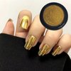 2Pcs Holographic Mirror Nail Powders Solid Chrome Pigment Gold and Silver Effect Pure Metallic Dust Sequins for Nail Art Decoration Chrome Nail Powder for Gel Nails