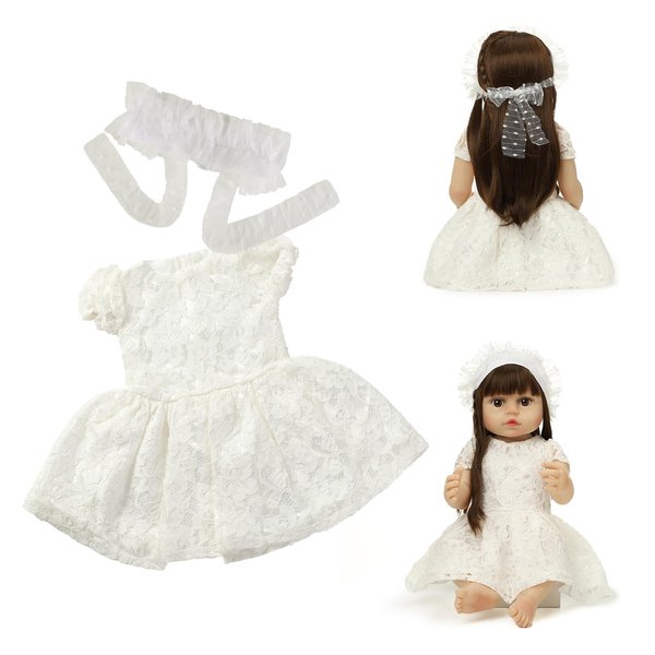 Reborn Baby Doll Clothes Outfit 18-22 Inch Newborn Baby Doll Girl,Reborn Baby Clothes，Reborn Baby Dolls-White Dress
