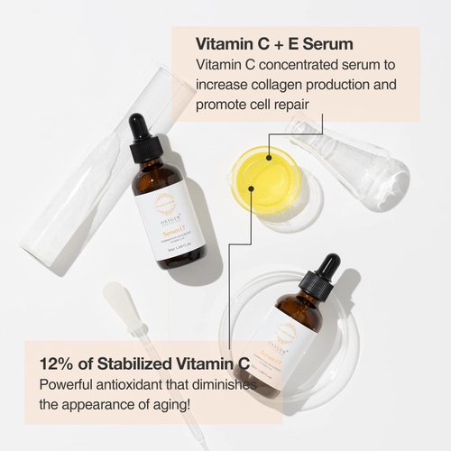 OxygenCeuticals Vitamin C + E Serum with Hyaluronic Acid, Sodium PCA & Vitamin E for Face and Neck | Antioxidant rich, Hydrating, Softening & Brightening Skin Tone Treatment | Age spot correcto