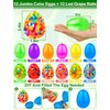 AMENON Easter Basket Stuffers 12 Easter Eggs with 12 Light Up Egg Shaped Fidget Stress Balls Squishies Squeeze Stress Relief Toys, Easter Gift for Kids Adults Surprise Egg Hunt Party Favor