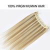 RECOOL Real Human Hair Balayage Light Blonde to Bleach Blonde Remy Invisible Wire Straight Clip in Hair Extensions(14 inch)