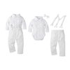 BabyMars Christening Clothes Wedding Tuxedo Outfit Baby Boys Formal Suit Gentleman Bowtie Long Sleeve Suit(White Suspenders,0-3 Months) (B2310)