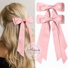 2PCS Silky Satin Hair Bows Hair Clip Pink Hair Ribbon Ponytail Holder Accessories Slides Metal Clips Hair Bow for Women Girls Toddlers Teens Kids