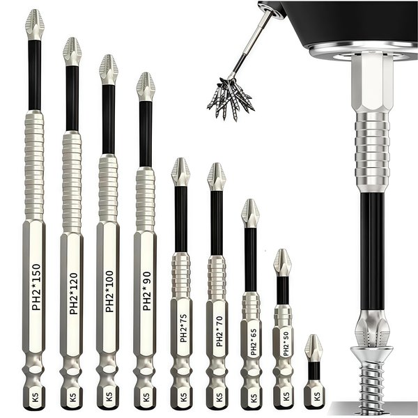 High Magnetic Screwdriver Drill Bit Set, 2025 New Anti Slip Magnetic Electric Screwdriver Set Alloy Steel for Impact Driver, Upgrade Strong Magnetic Durability Screwdriver Drill Bit Set(1Set)