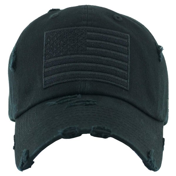 Funky Junque Distressed Baseball Cap - American Flag, Black