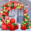 144 Piece Christmas Balloon Garland Arch kit with Xmas Red Gold Fresh Green and Dark Green Balloon Candy Balloons Gift Box Balloons Red Star Balloons for Christmas Party Decorations