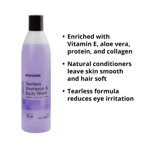 McKesson Tearless Shampoo and Body Wash with Aloe and Vitamin E, Lavender Scent, 12 oz, 1 Count
