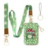 bolimoss 2-in-1 ID Badge Holder & Lanyard Wallet, Frog Mushroom Lanyard for ID Badge Wallet,Lanyard Wallet with Zipper Pocket,Cute Florals Badge Holder with Detachable Neck Wrist Lanyard