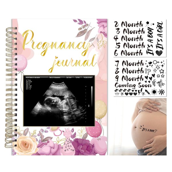 Pregnancy Journal Memory Book, Baby Memory Book with Month Memory Tatoo Stickers - The Perfect Planner to Track Your Little Ones Life-Changing Journey, Best Mom Pregnancy Gift