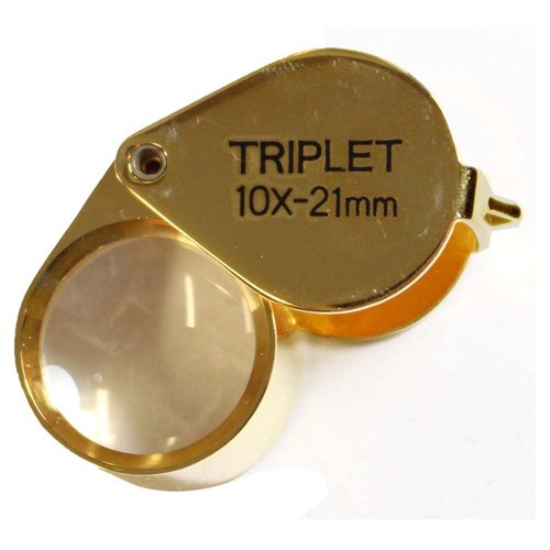 MAXIMIZE Gold Jeweler's Loupe | 10X Magnification | 21mm Triplet Lens | Swivel Case | Gold Plated